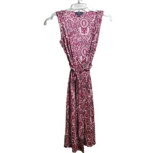 BCBG Sleeveless Wrap Dress Pink Paisley Pattern Knit Size Small Vintage EUC